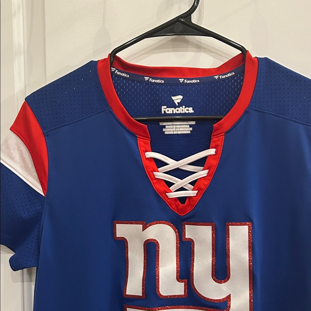 Ladies NY Giants Lace-Up Football Jersey Tee